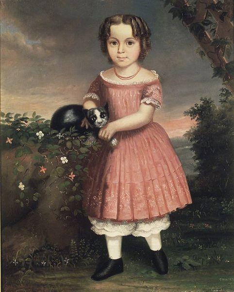 unknow artist Portrait of a Child Holding a Cat China oil painting art